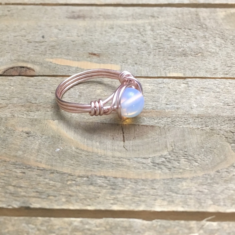 Handmade Rose Gold Opalite Ring - Picture 2 of 4